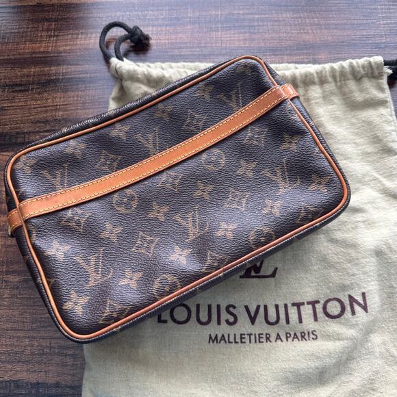 Vintage 1987 Louis Vuitton Monogram Coated Canvas Compiegne 23 Clutch Bag - Picture 1 of 12